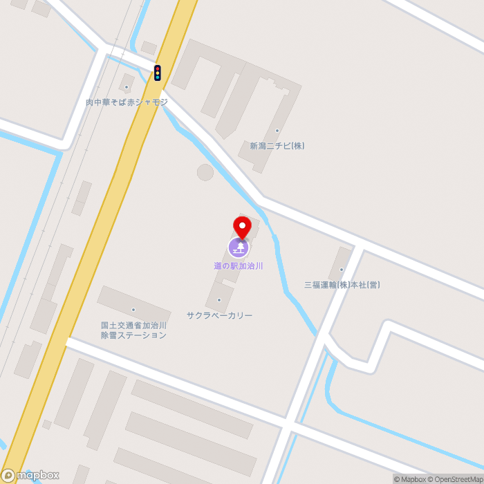 道の駅加治川の地図（zoom17）新潟県新発田市横岡1147