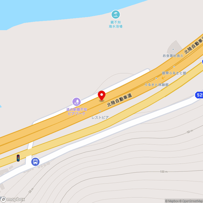 道の駅親不知ピアパークの地図（zoom17）新潟県糸魚川市外波903-1