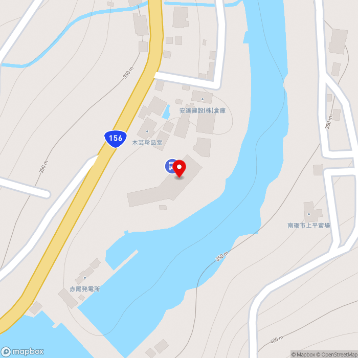 道の駅上平の地図（zoom17）富山県南砺市西赤尾町72-1