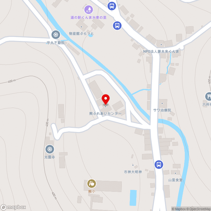 道の駅くんま水車の里の地図（zoom17）静岡県浜松市熊1977-2