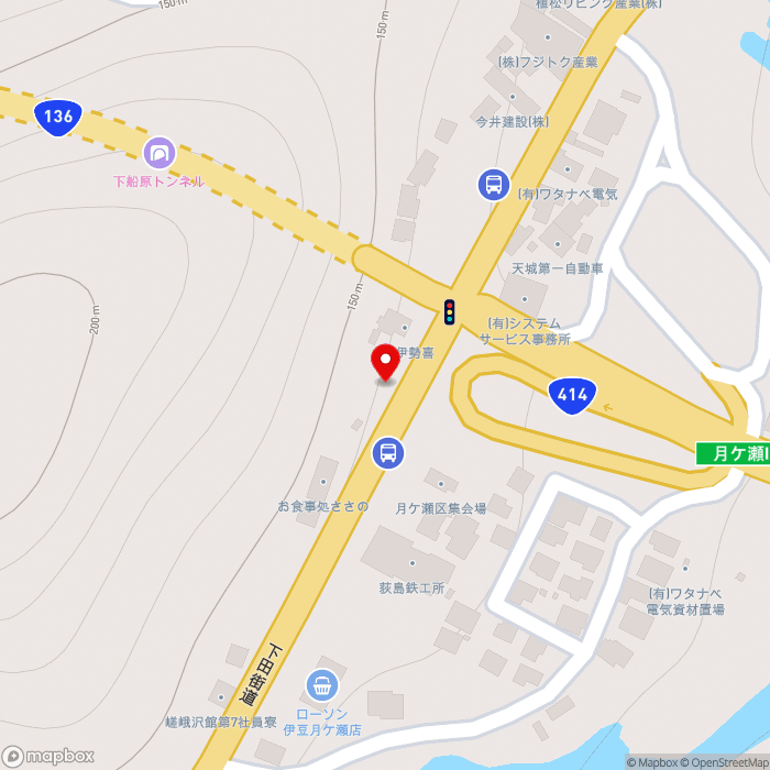 道の駅伊豆月ケ瀬の地図（zoom17）静岡県伊豆市月ヶ瀬78-2