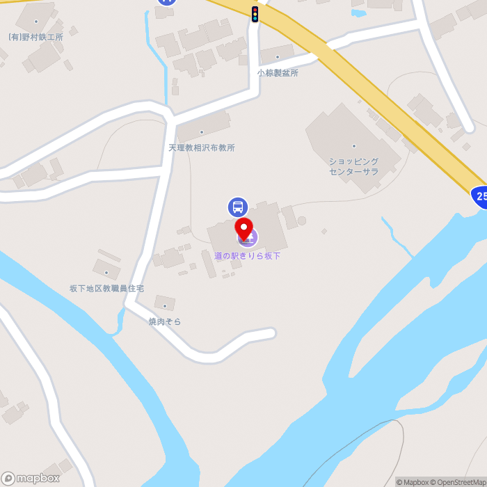 道の駅きりら坂下の地図（zoom17）岐阜県中津川市坂下450-2