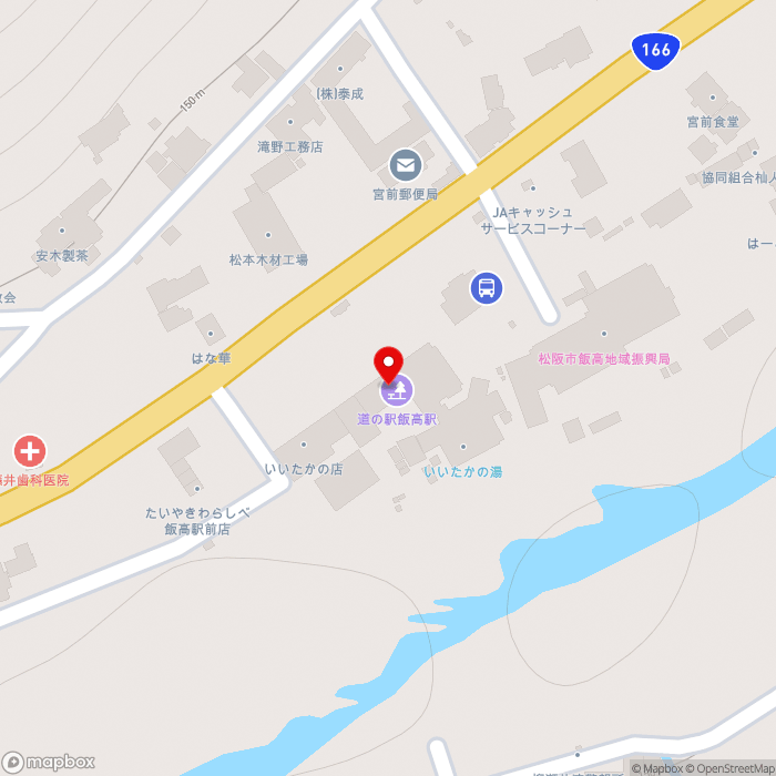 道の駅飯高駅の地図（zoom17）三重県松阪市飯高町宮前177