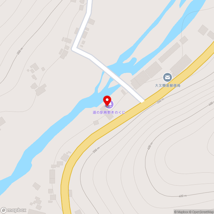 道の駅熊野きのくにの地図（zoom17）三重県熊野市飛鳥町大又古川109-21