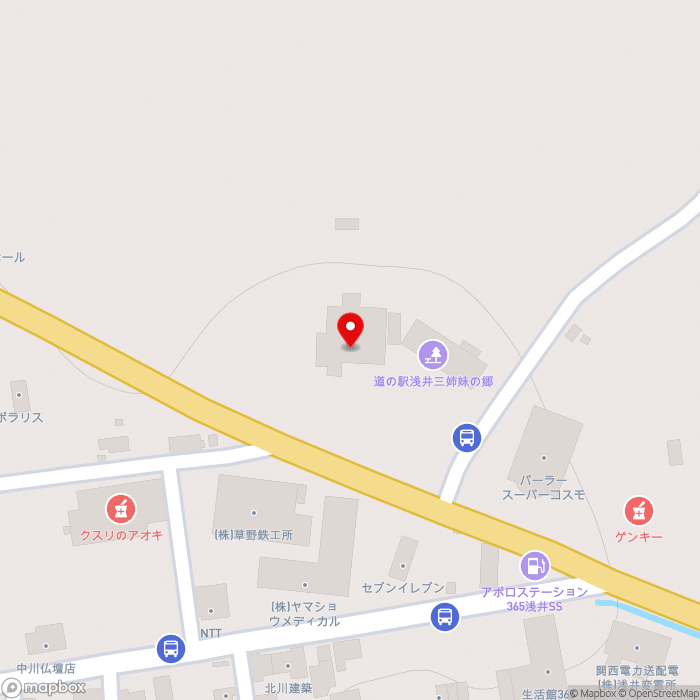 道の駅浅井三姉妹の郷の地図（zoom17）滋賀県長浜市内保町212