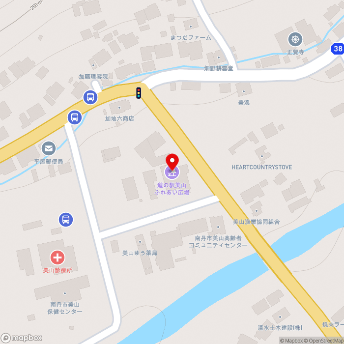 道の駅美山ふれあい広場の地図（zoom17）京都府南丹市美山町安掛下23