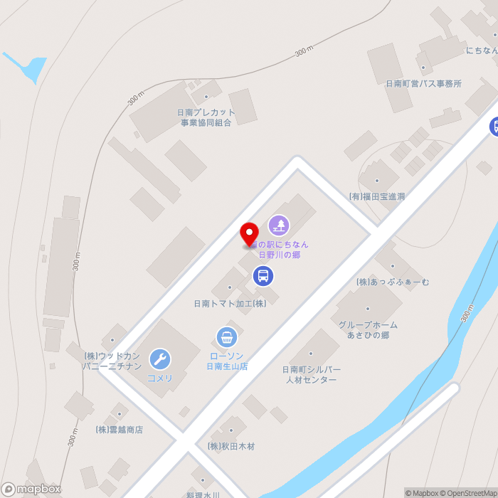 道の駅にちなん日野川の郷の地図（zoom17）鳥取県日野郡日南町生山385