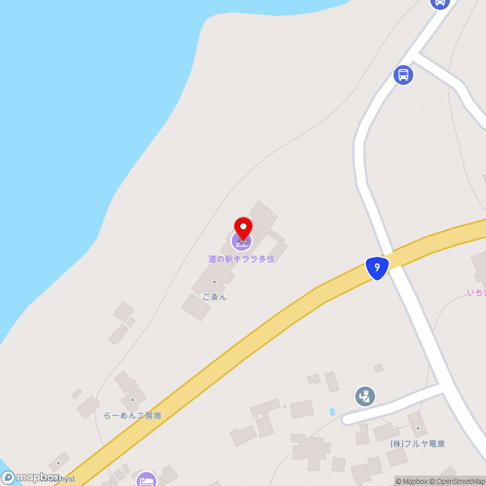 道の駅キララ多伎の地図（zoom17）島根県出雲市多伎町多岐135-1外