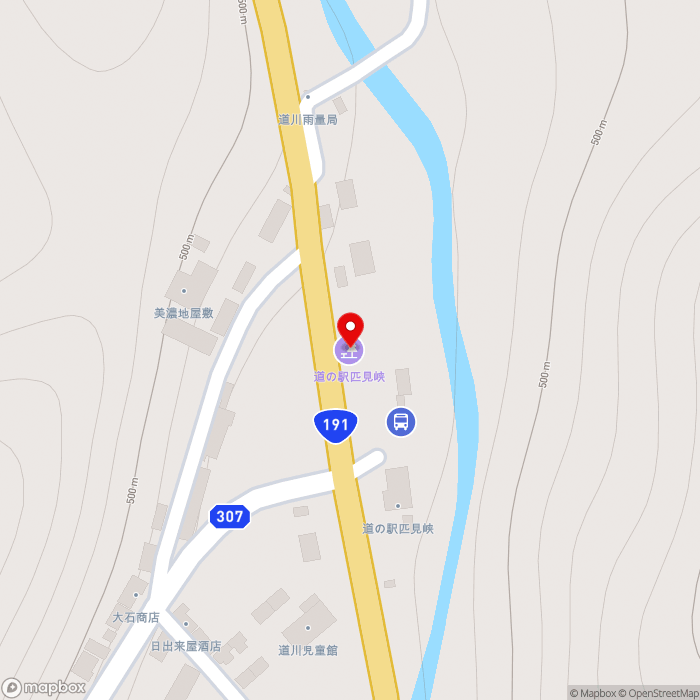 道の駅匹見峡の地図（zoom17）島根県益田市匹見町道川