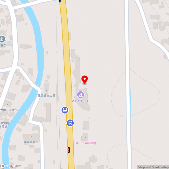道の駅おふくの地図（zoom17）山口県美祢市於福町上4383-1