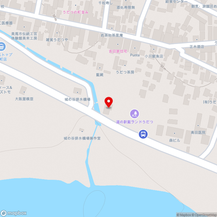 道の駅藍ランドうだつの地図（zoom17）徳島県美馬市脇町大字脇町55