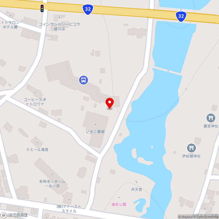 道の駅滝宮の地図（zoom17）香川県綾歌郡綾川町滝宮1578