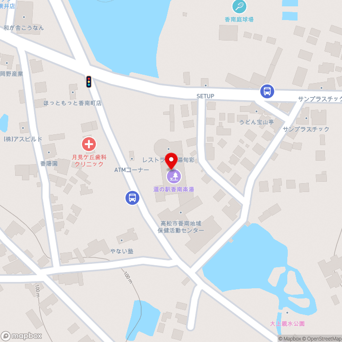 道の駅香南楽湯の地図（zoom17）香川県高松市香南町横井997-2