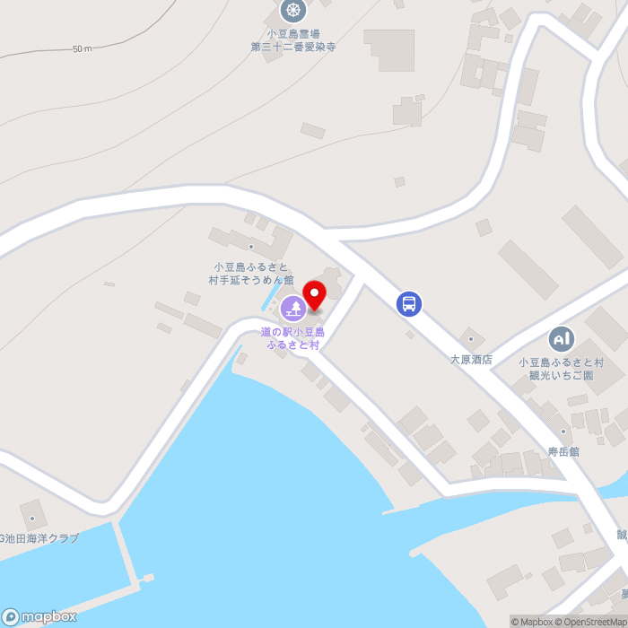 道の駅小豆島ふるさと村の地図（zoom17）香川県小豆郡小豆島町室生2084-1