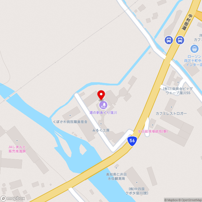 道の駅あぐり窪川の地図（zoom17）高知県高岡郡四万十町平串284-1