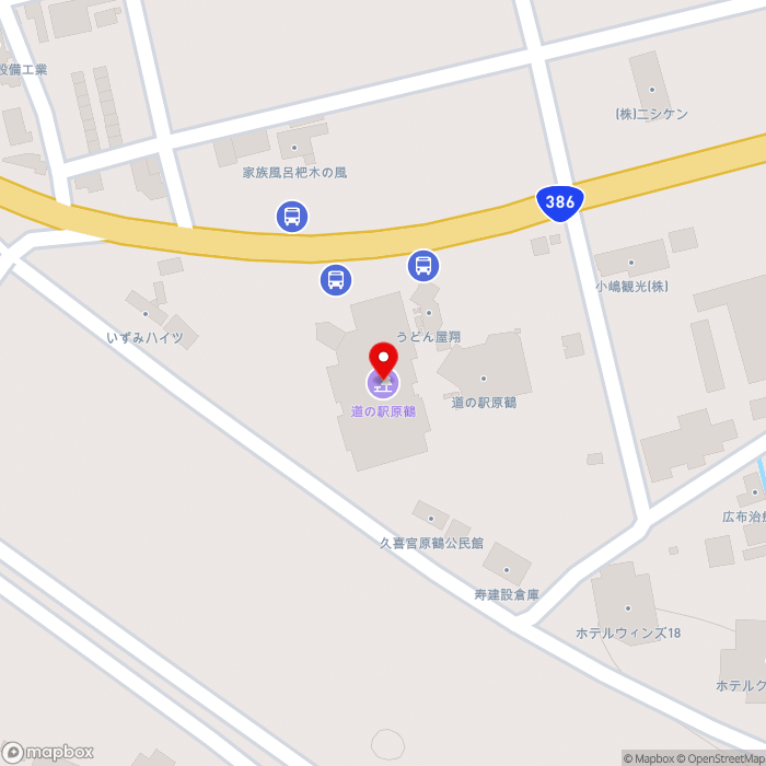 道の駅原鶴の地図（zoom17）福岡県朝倉市杷木久喜宮1663-1