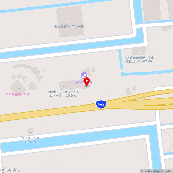 道の駅おおきの地図（zoom17）福岡県三瀦郡大木町大字横溝1331番地1