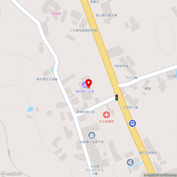 道の駅小石原の地図（zoom17）福岡県朝倉郡東峰村小石原941-3