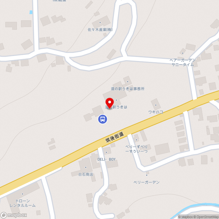 道の駅うきはの地図（zoom17）福岡県うきは市浮羽町山北729-2