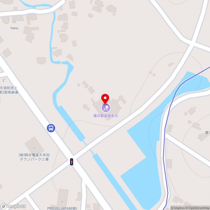 道の駅おおむたの地図（zoom17）福岡県大牟田市四箇新町2-1