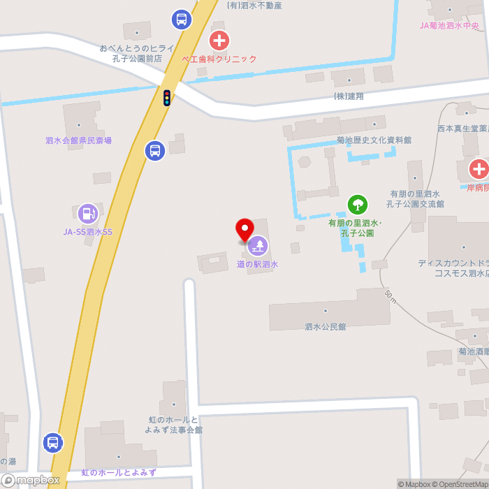 道の駅泗水の地図（zoom17）熊本県菊池市泗水町豊水3393