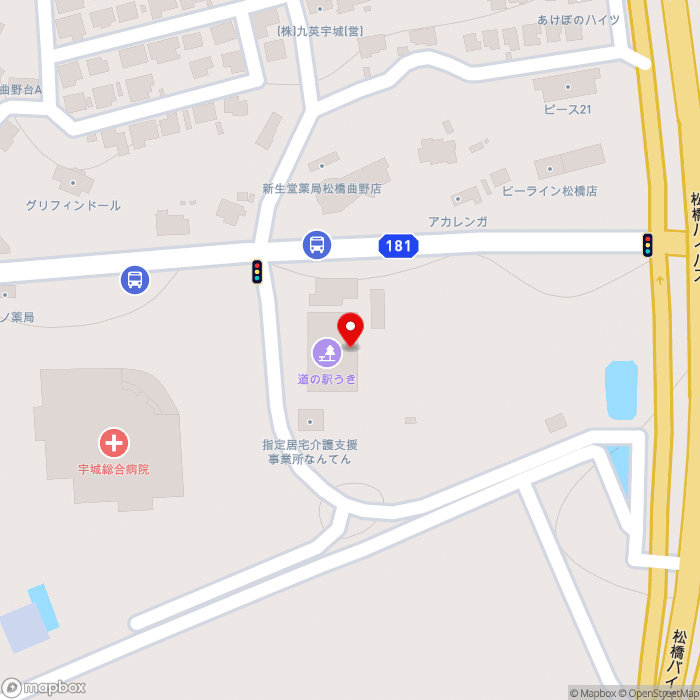 道の駅うきの地図（zoom17）熊本県宇城市松橋町久具757番地3