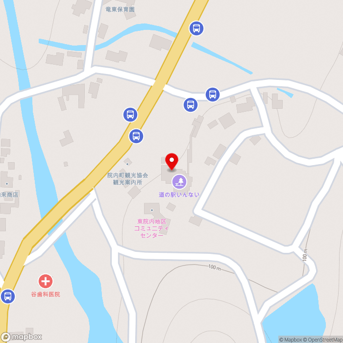 道の駅いんないの地図（zoom17）大分県宇佐市院内町副1381-2