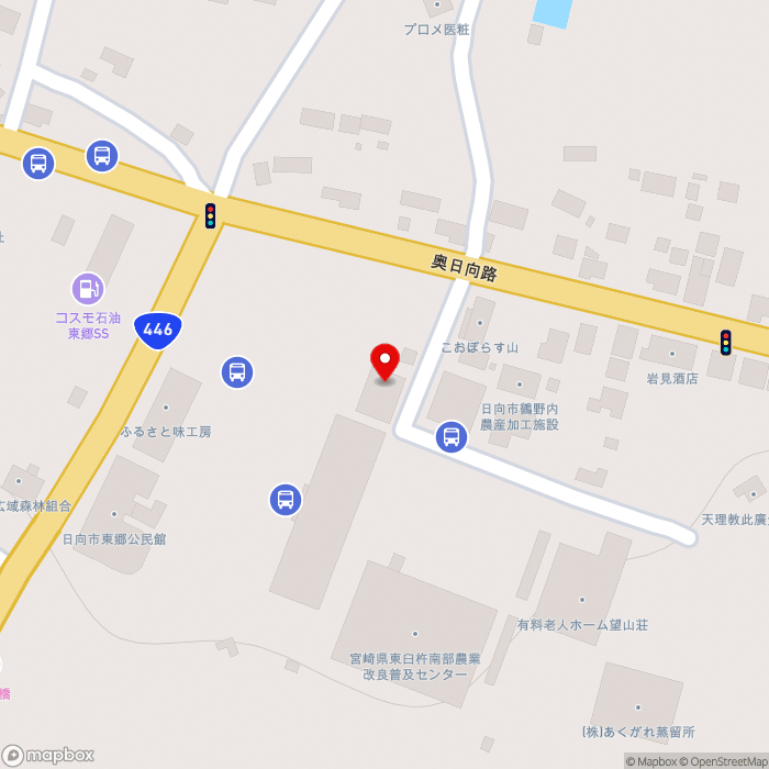 道の駅とうごうの地図（zoom17）宮崎県日向市東郷町山陰辛244-1