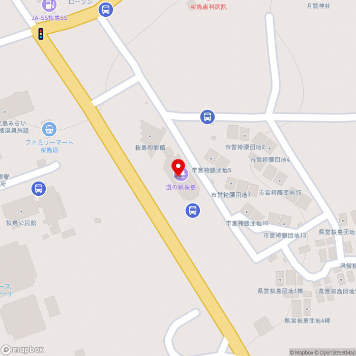 道の駅桜島の地図（zoom17）鹿児島県鹿児島市桜島横山町1722-48