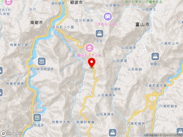 富山県の道の駅利賀の地図