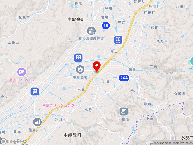 富山県の道の駅 織姫の里なかのとの地図