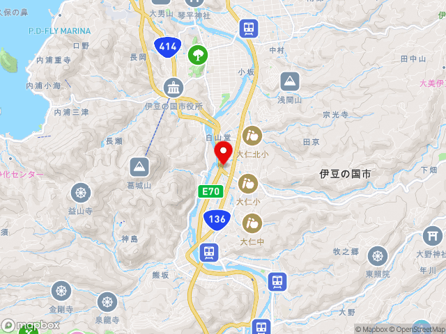 静岡県の道の駅 伊豆のへその地図