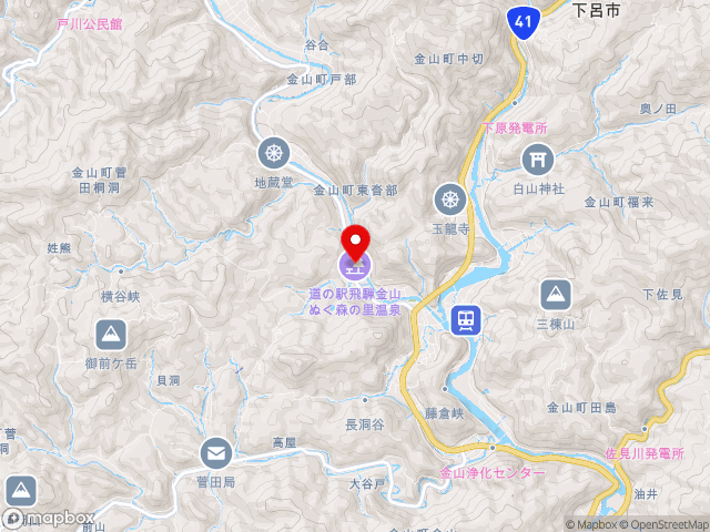 岐阜県の道の駅飛騨金山ぬく森の里温泉の地図