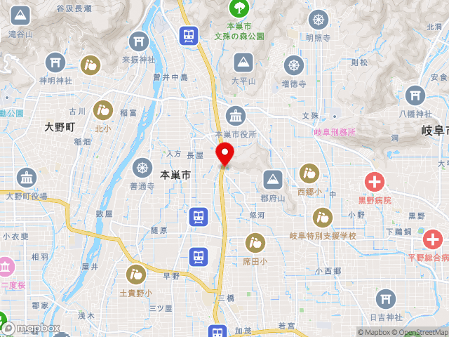 岐阜県の道の駅 富有柿の里いとぬきの地図
