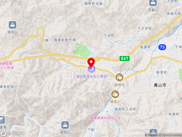 岐阜県の道の駅ななもり清見の地図
