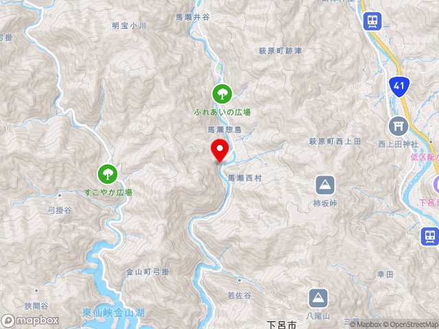 岐阜県の道の駅 馬瀬　美輝の里の地図