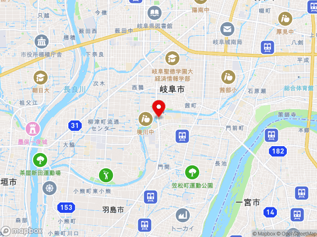 主要地方道岐阜南濃線沿いの道の駅 柳津の地図