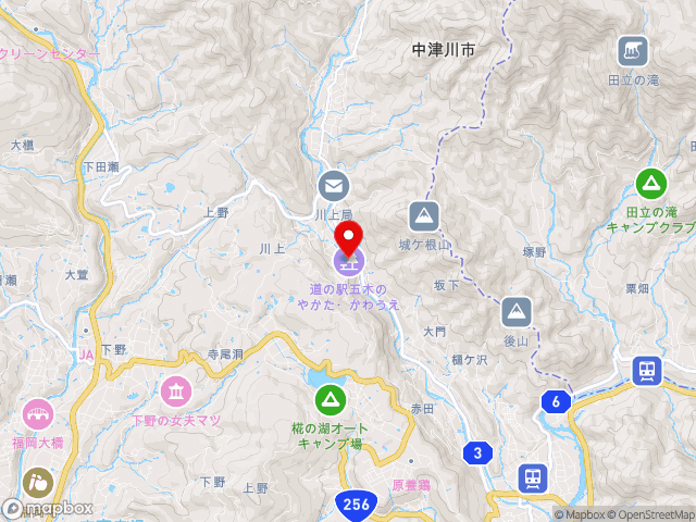 主要地方道福岡坂下線沿いの道の駅 五木のやかた・かわうえの地図