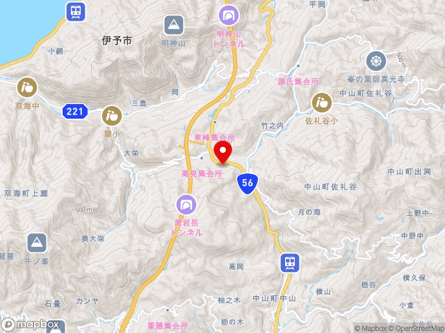 愛媛県の道の駅なかやまの地図