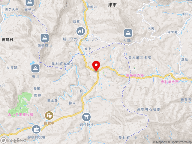 奈良県の道の駅伊勢本街道　御杖の地図