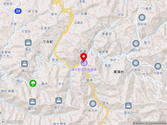 奈良県の道の駅吉野路　黒滝の地図