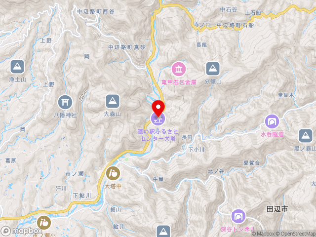 和歌山県の道の駅ふるさとセンター大塔の地図