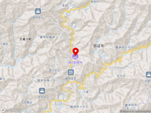 和歌山県の道の駅龍神の地図