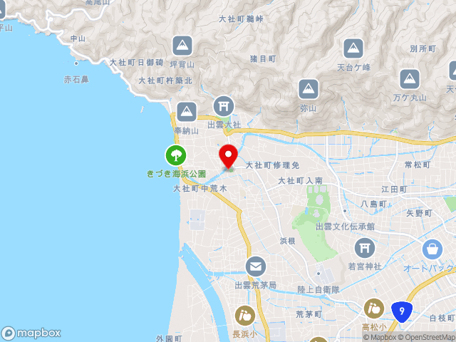 県道斐川出雲大社線沿いの道の駅 大社ご縁広場の地図