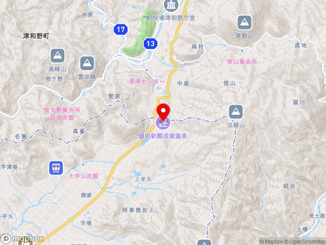 山口県の道の駅願成就温泉の地図