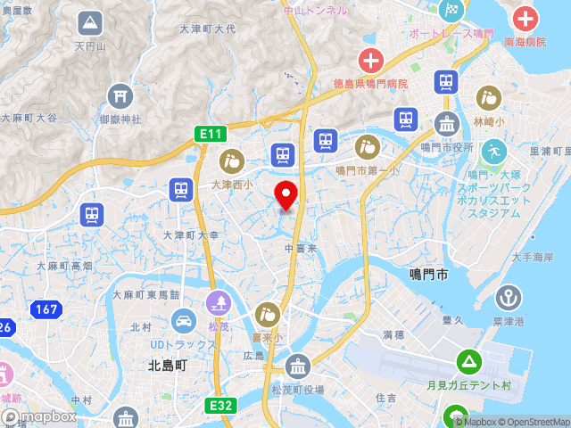 徳島県の道の駅くるくる なるとの地図