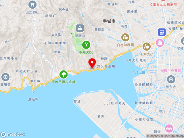 熊本県荒尾市宮内出目３９０付近の道の駅 不知火の地図