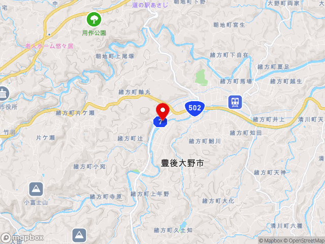 大分県の道の駅原尻の滝の地図