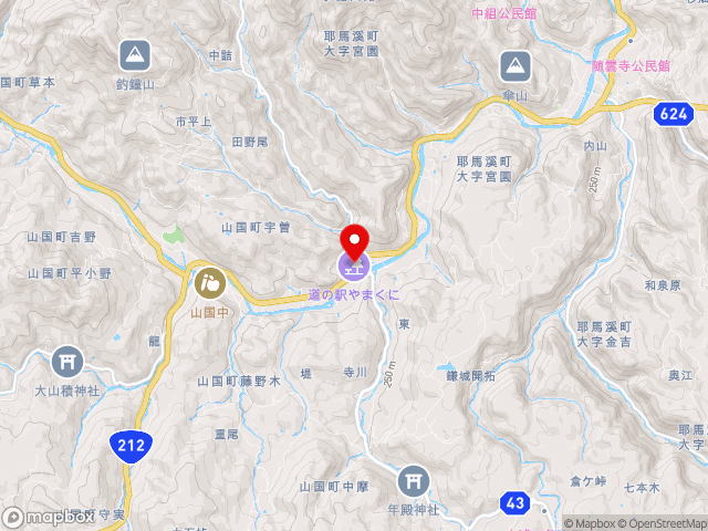 福岡県の道の駅 やまくにの地図