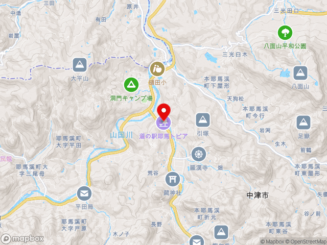 福岡県の道の駅 耶馬トピアの地図